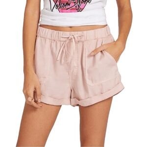 Volcom Sunday Strut Lightweight Drawstring Waist Short in Hazy Blush Pink